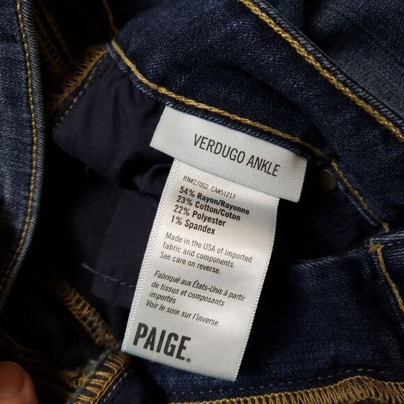 Paige Verdugo Ankle Jeans Blue size 26 - Picture 10 of 14